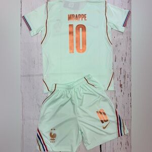 YOUTH Mbappe France Away 26’ (Jersey + Shorts) Kit Kids Sets LARGE (28) 10-12